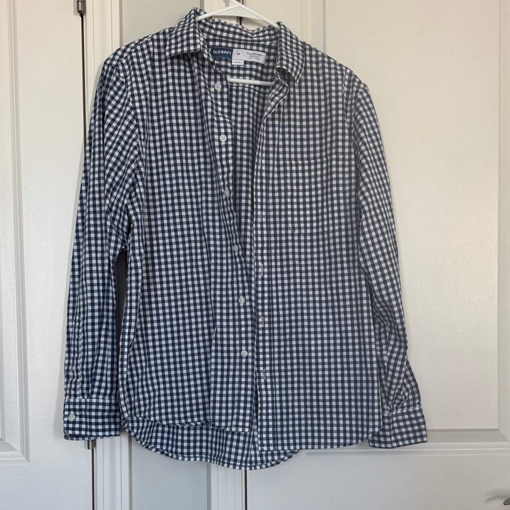 Old Navy Men's Navy Checkered Shirt